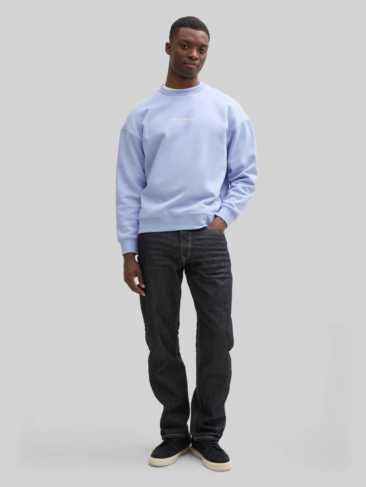 Męska Bluza Tom Tailor Relaxed Printed Crewneck Brunnera Blue 1045579 11486