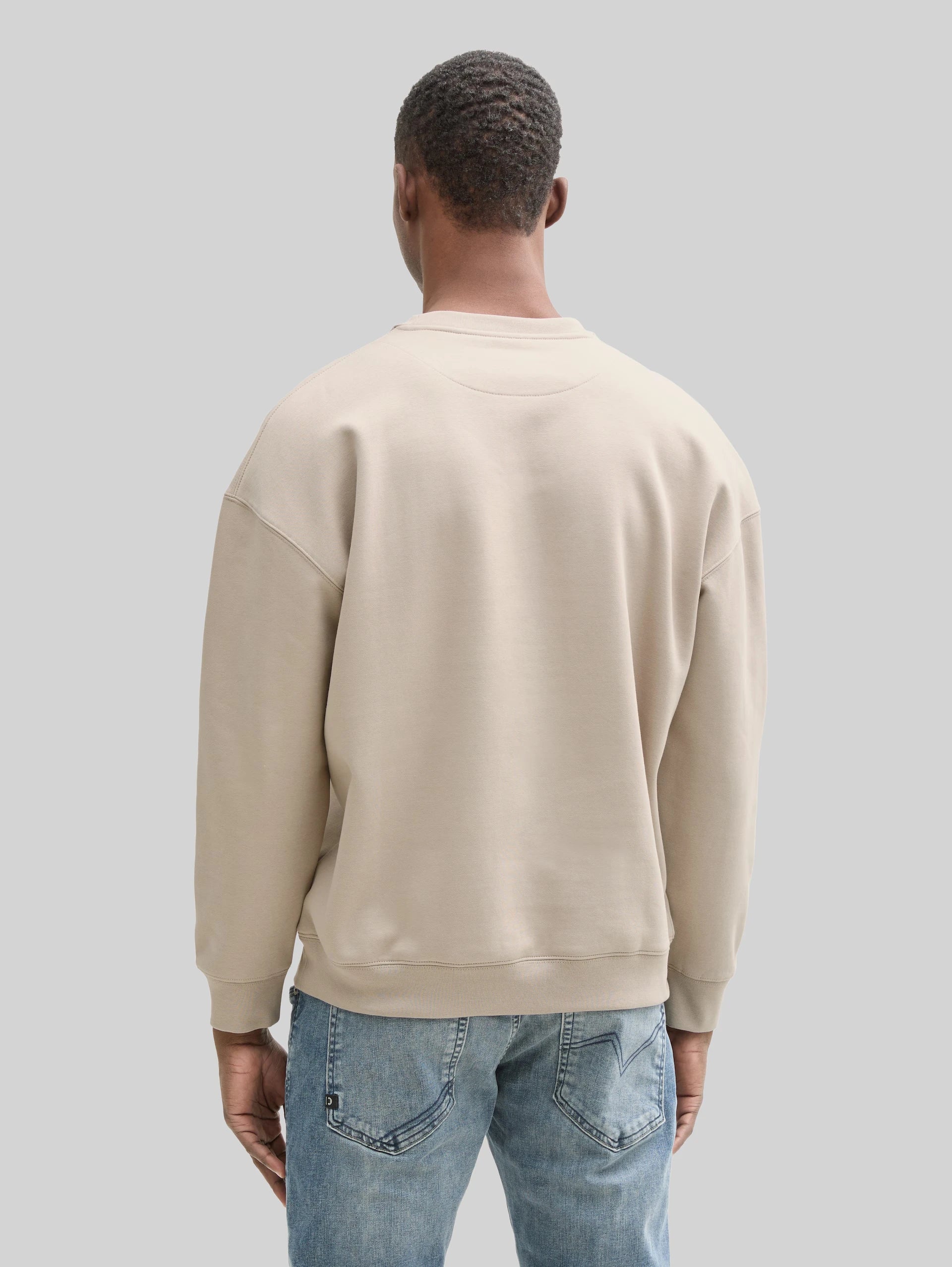 Męska Bluza Tom Tailor Relaxed Printed Crewneck Light Dove Grey 1045579 11754