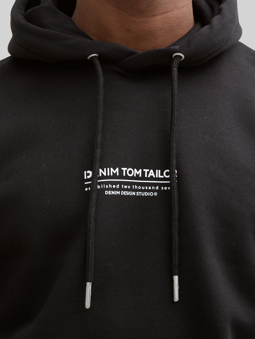 Męska Bluza Tom Tailor Relaxed Printed Hoodie Black 1045580 29999