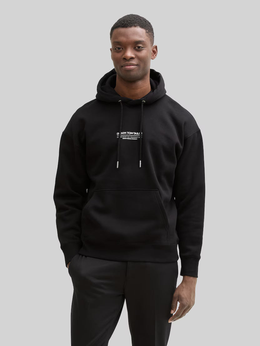 Męska Bluza Tom Tailor Relaxed Printed Hoodie Black 1045580 29999