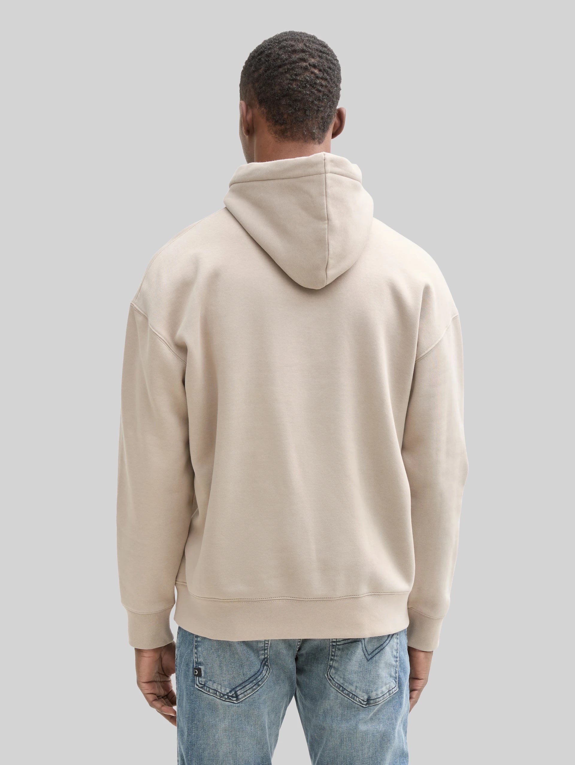 Męska Bluza Tom Tailor Relaxed Printed Hoodie Light Dove Grey 1045580 11754