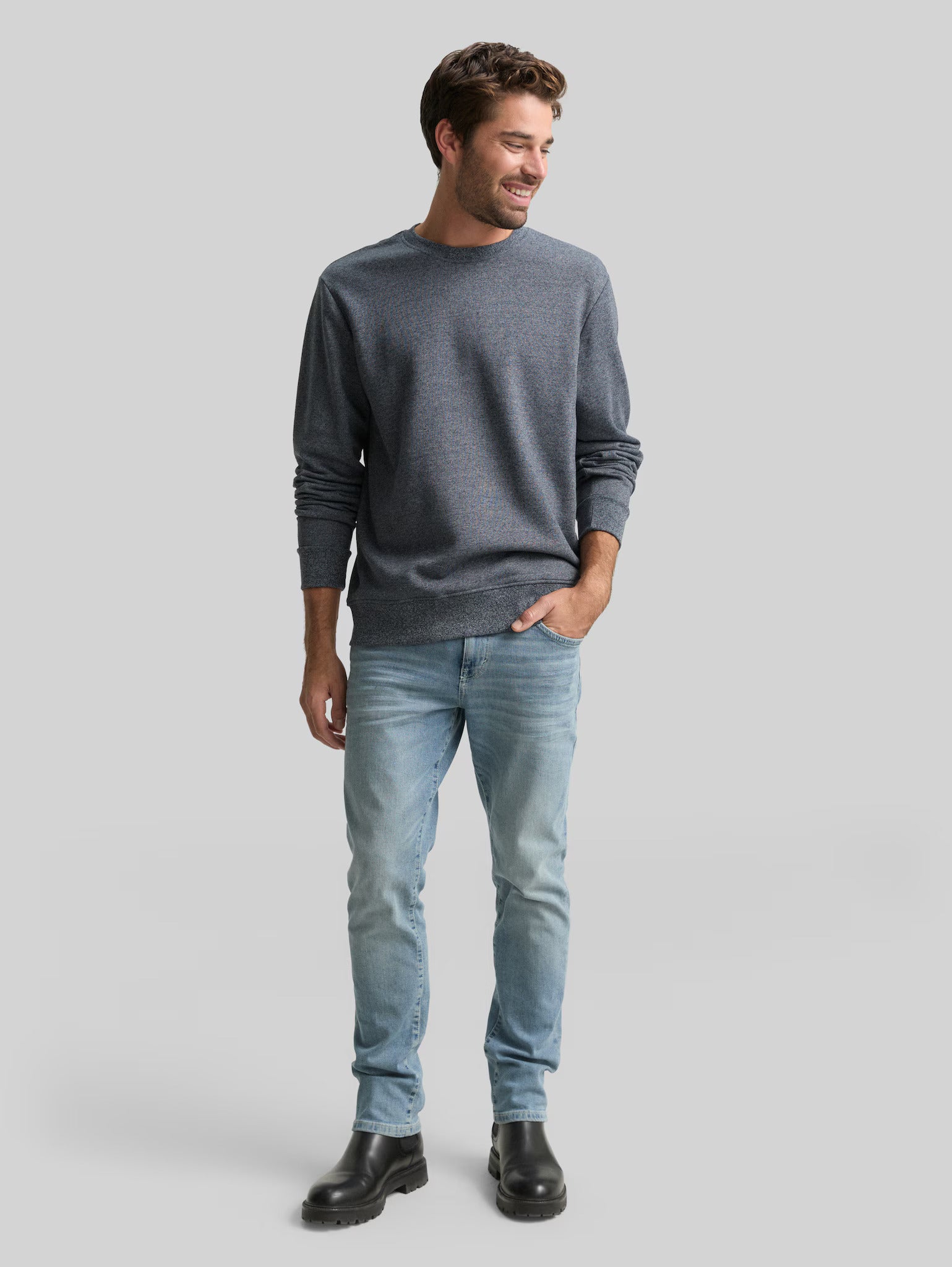 Męska Bluza Tom Tailor Structured Crewneck Navy Grindle Structure 1047803 19932