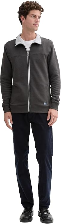 Męska Bluza Tom Tailor Sweat Jacket Cutline Dark Grey Melange 1021269 11086