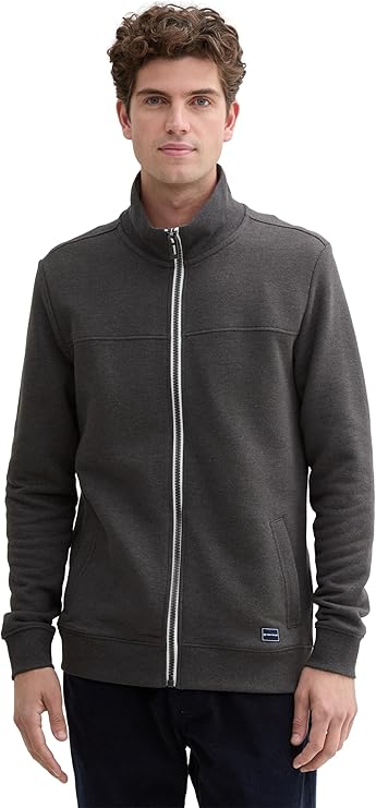 Męska Bluza Tom Tailor Sweat Jacket Cutline Dark Grey Melange 1021269 11086