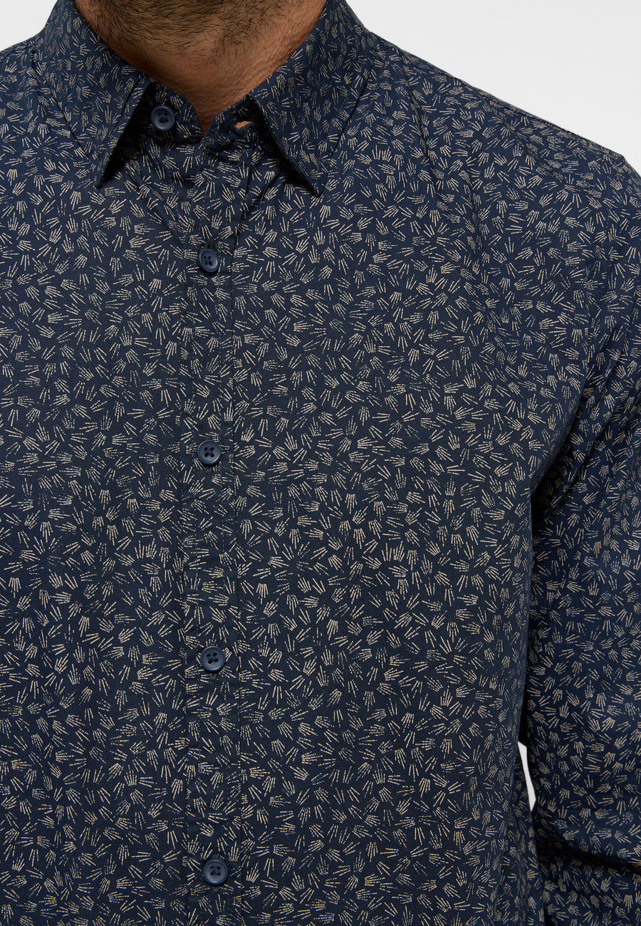 Męska Koszula MUSTANG Elmore Allover Print on Dark Blue 1015906 12673
