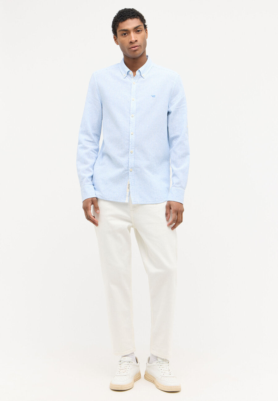 Męska Koszula MUSTANG Rawlins Linen Stripe Small 1015235 12595
