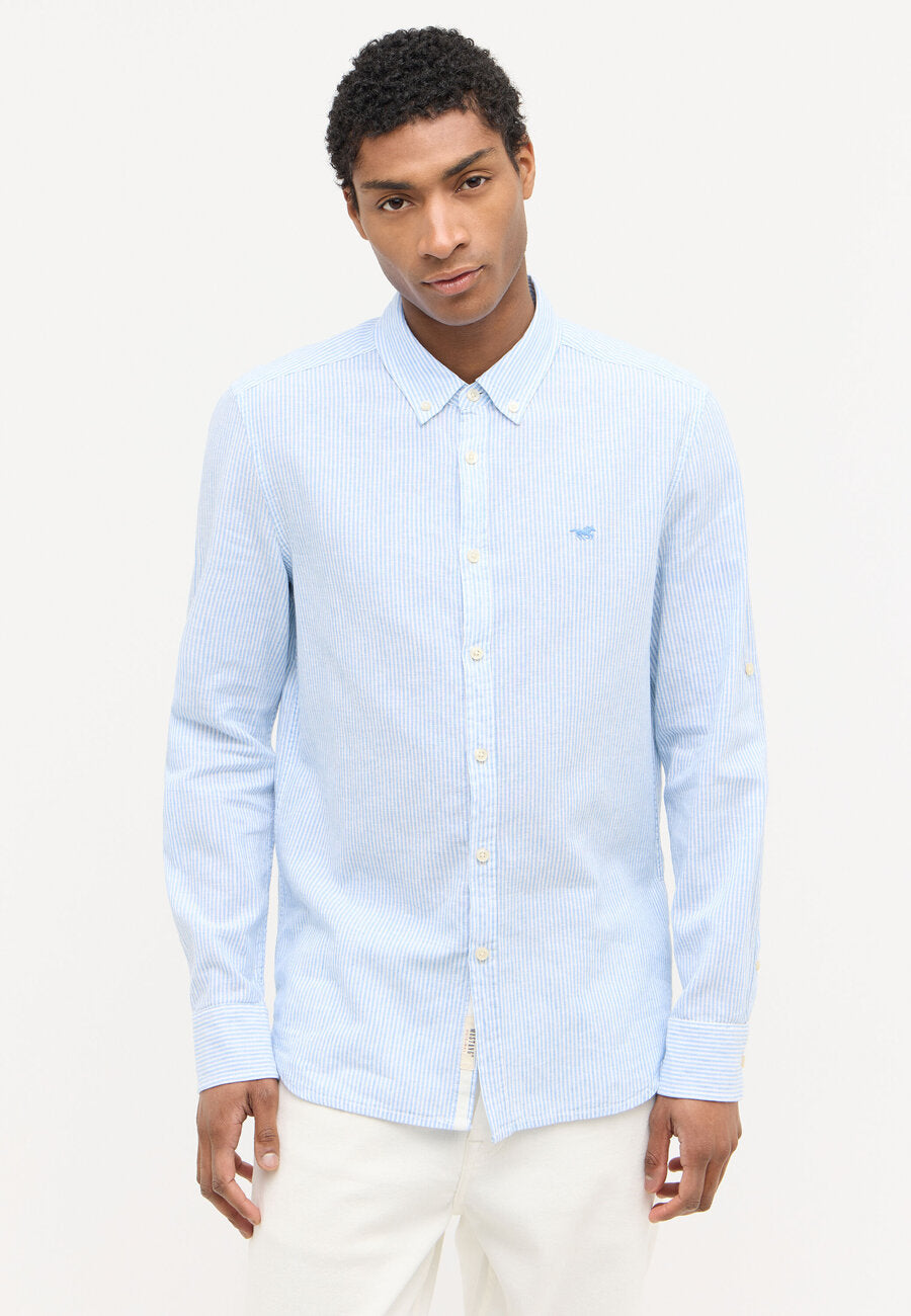 Męska Koszula MUSTANG Rawlins Linen Stripe Small 1015235 12595