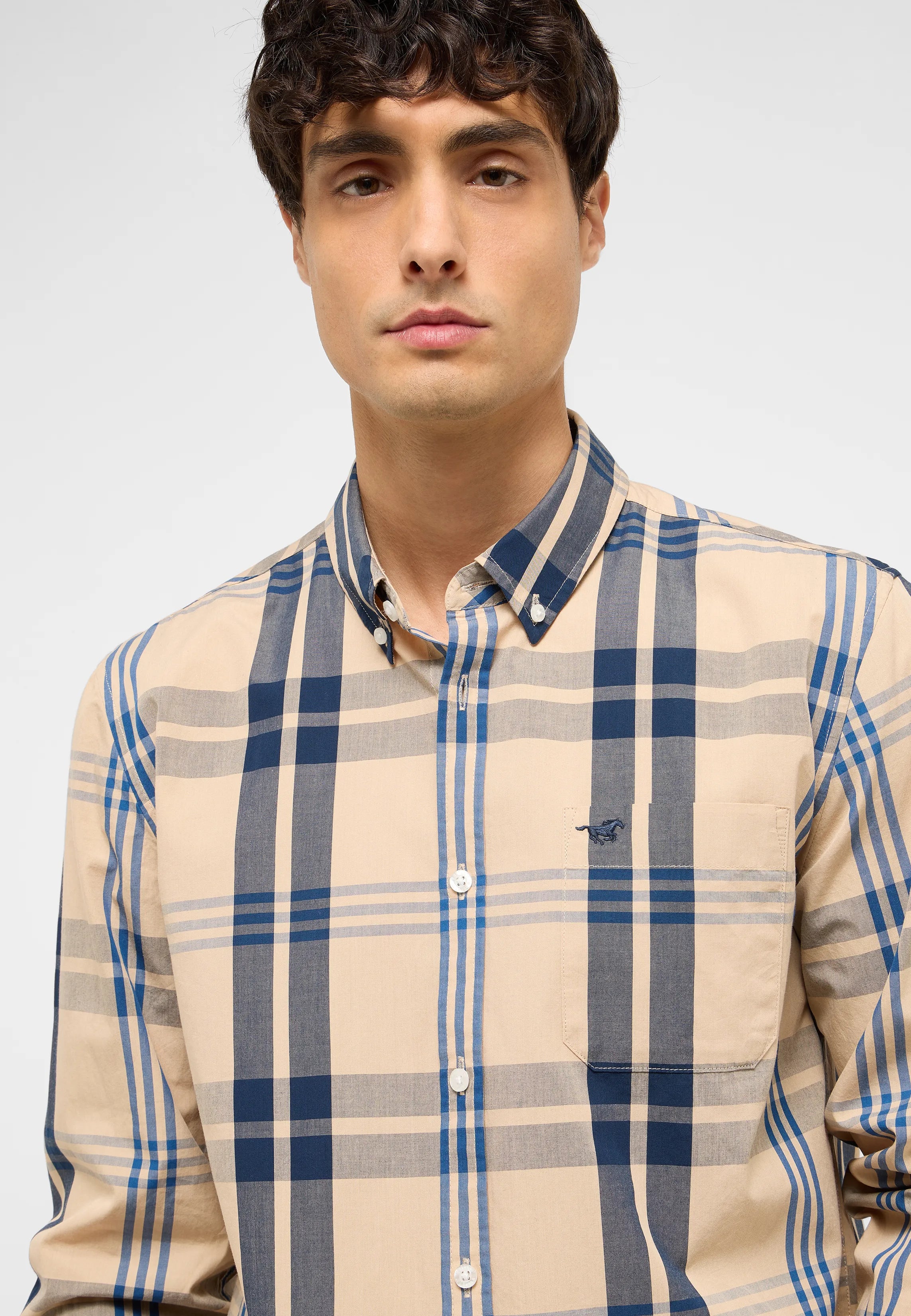 Męska Koszula Mustang Style Chester Big Check Navy 1017529 12858