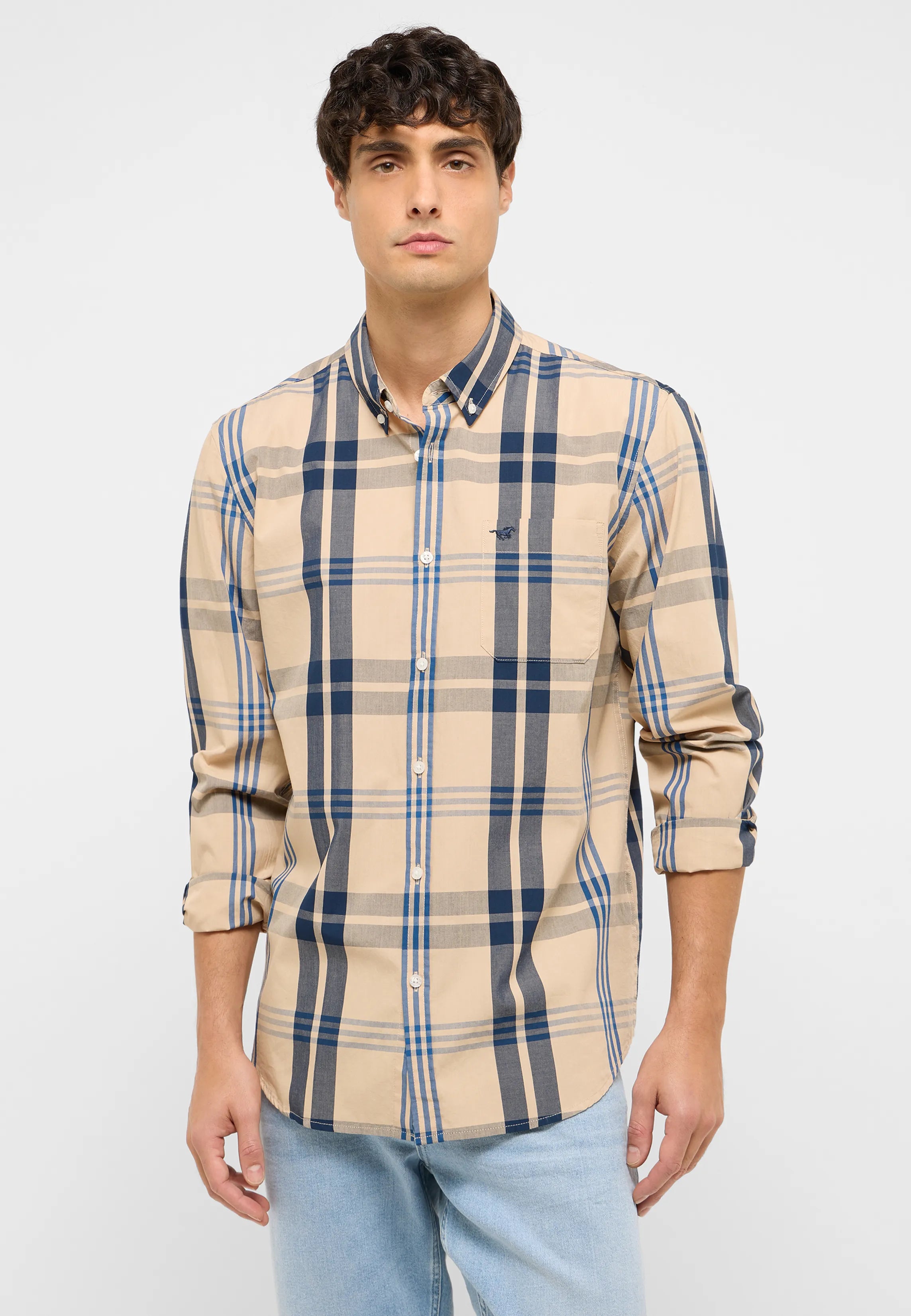 Męska Koszula Mustang Style Chester Big Check Navy 1017529 12858