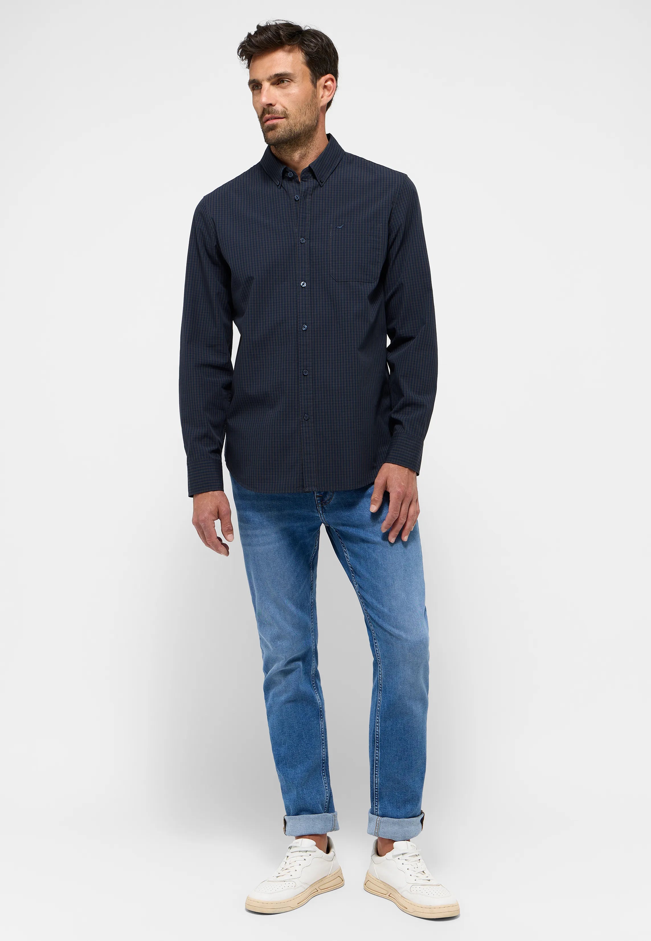 Męska Koszula Mustang Style Chester Navy Tonal Gingham 1015905 12667