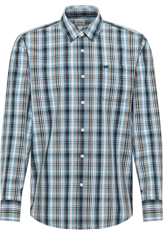 Męska Koszula Mustang Style Chester Poplin Multi Check Blue 1016958 12783
