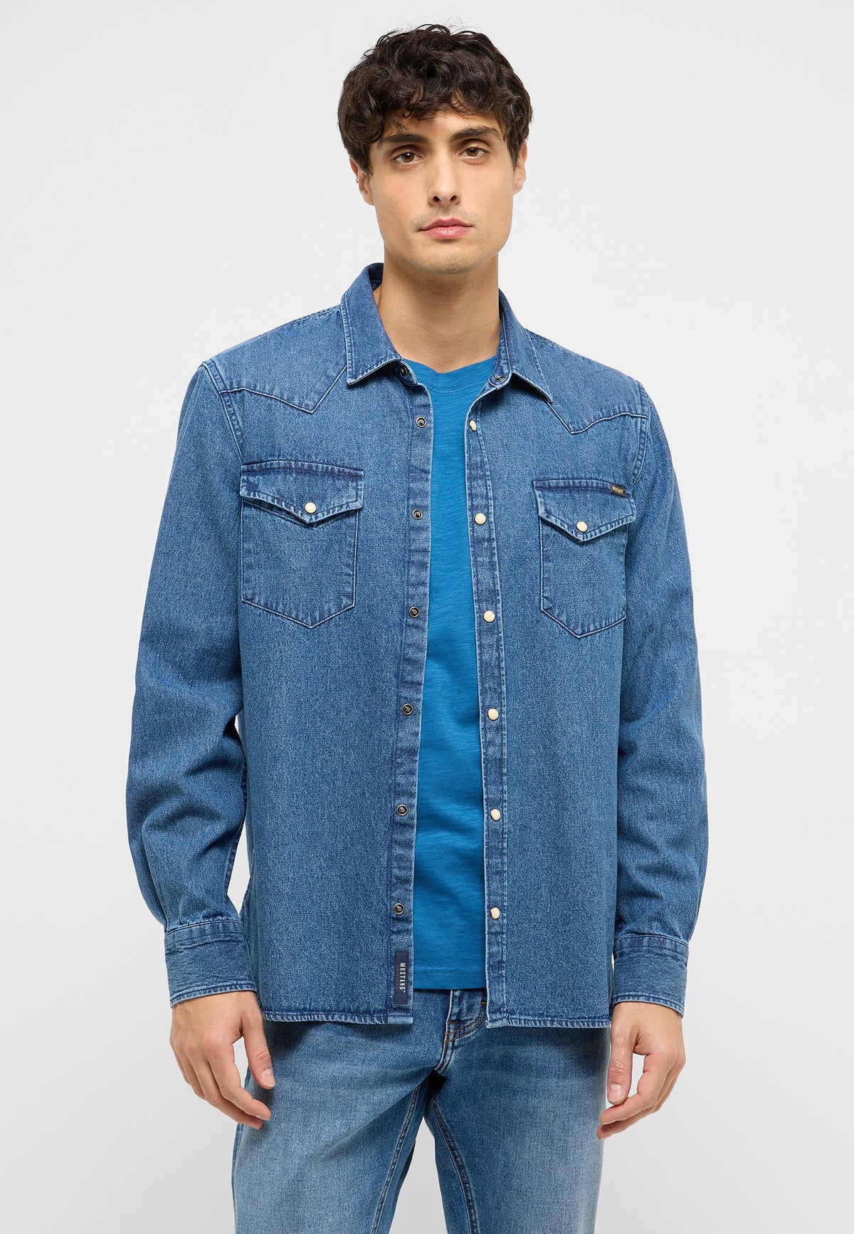 Męska Koszula Mustang Style Duver Denim Blue 1017538 5000 500