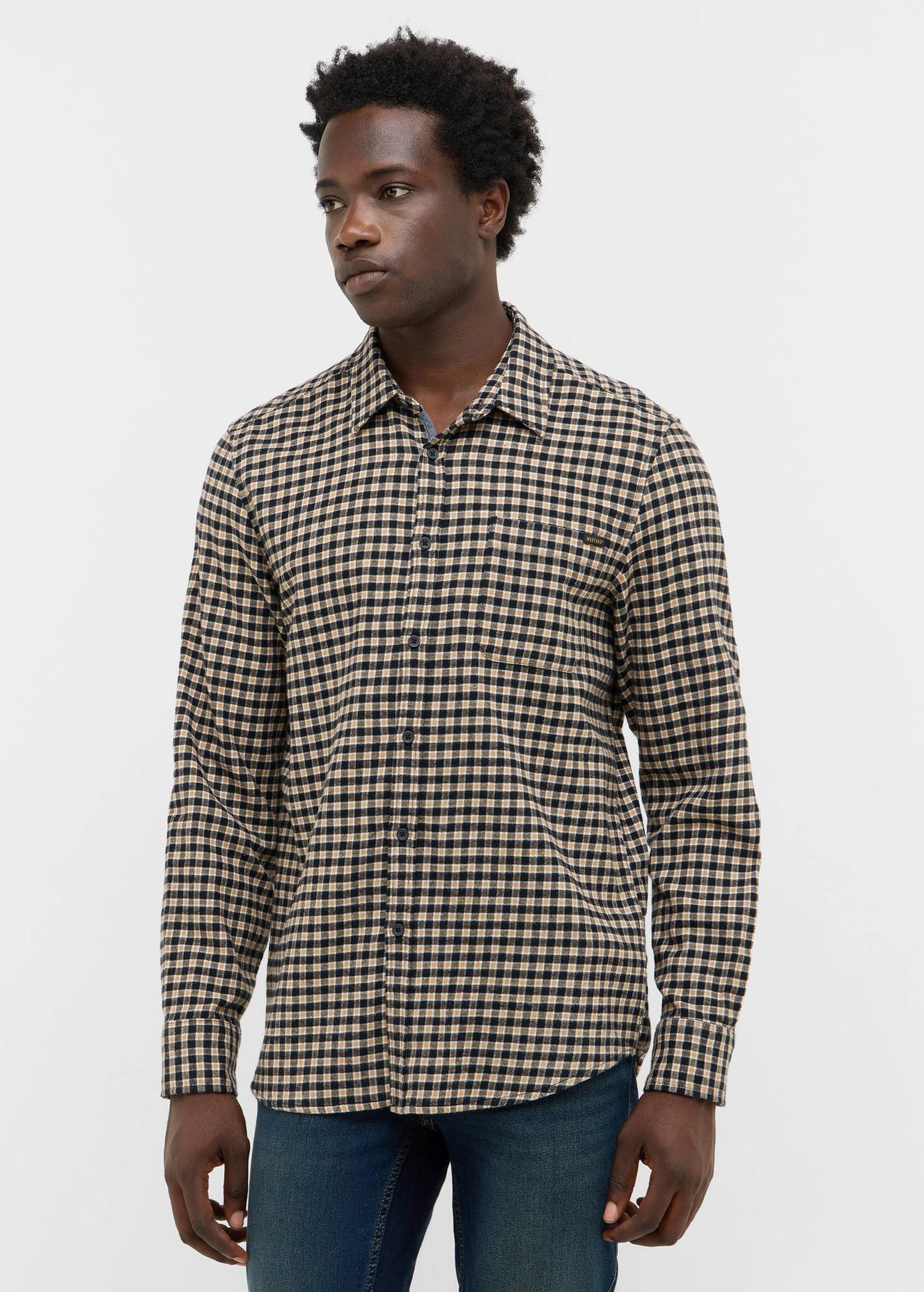 Męska Koszula Mustang Style Eastbridge Brushed Twill Mini Check Black 1016960 12786