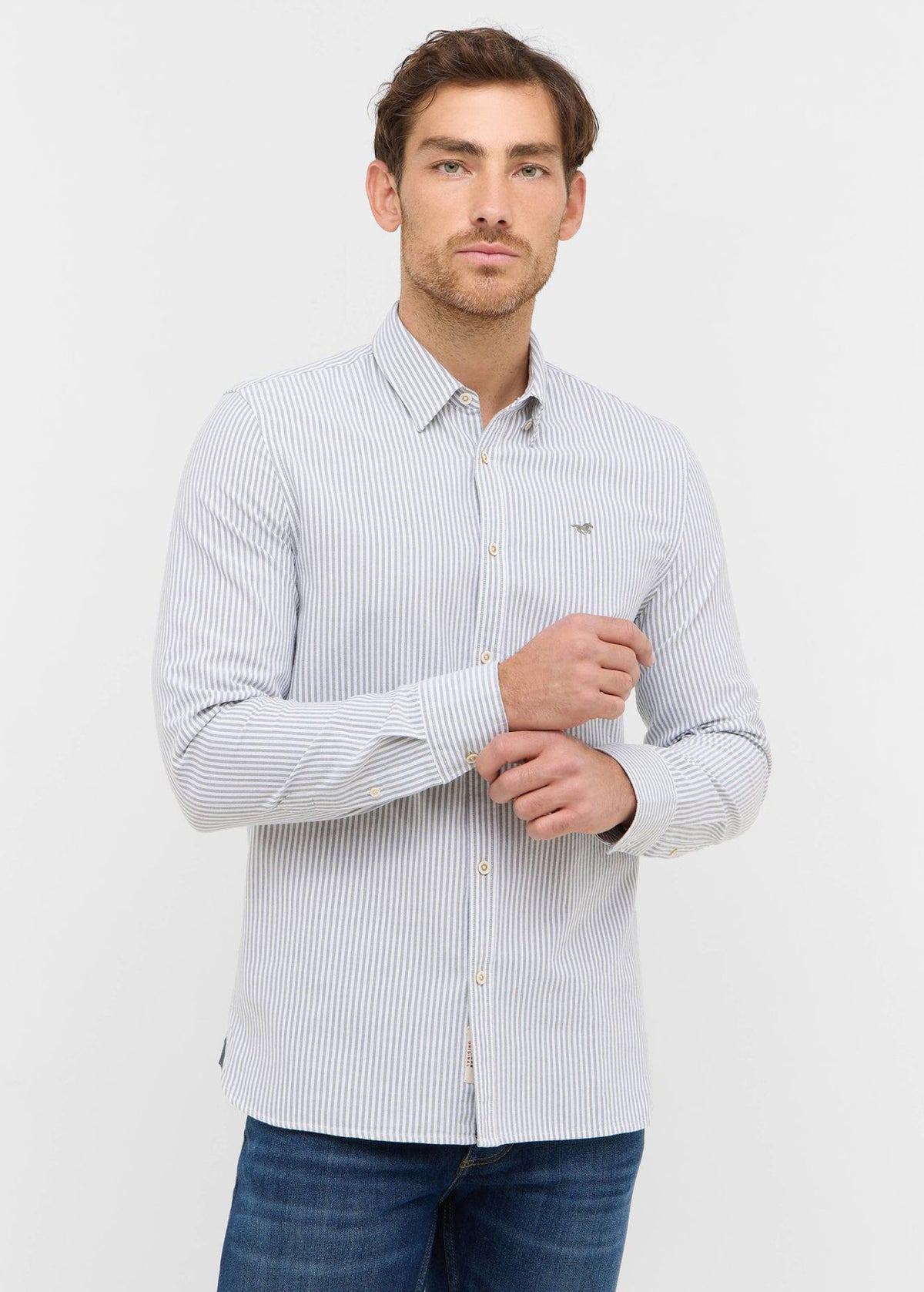 Męska Koszula Mustang Style Edinburg Green Stripe 1016953 12800