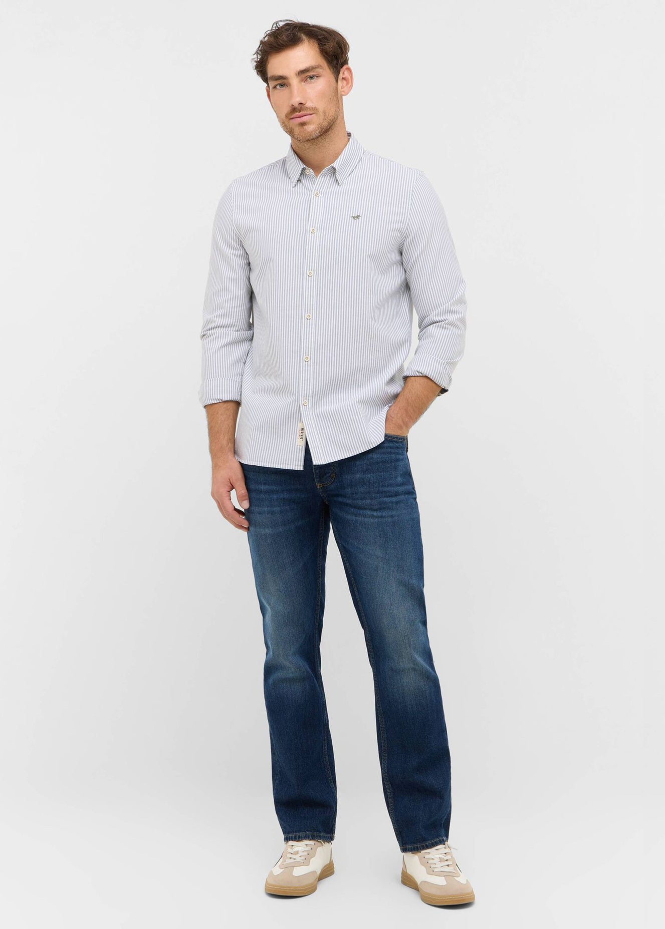 Męska Koszula Mustang Style Edinburg Green Stripe 1016953 12800