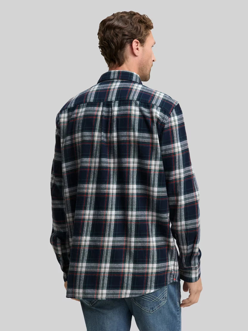 Męska Koszula Tom Tailor Comfort Checked Shirt Navy Multicolor Check 1047337 38516