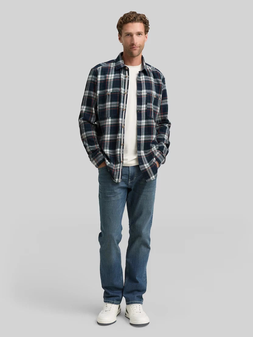 Męska Koszula Tom Tailor Comfort Checked Shirt Navy Multicolor Check 1047337 38516
