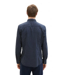 Męska Koszula Tom Tailor Fitted Printed Poplin Shirt Navy White Minimal Design 1041396 35556