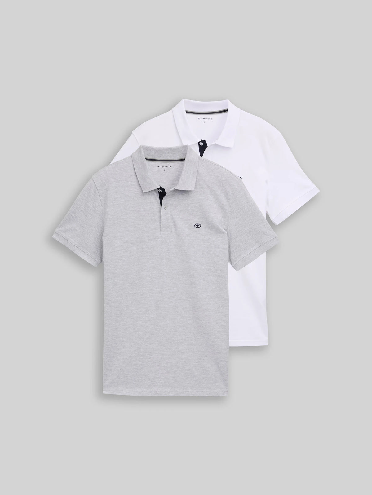 Dwupak Męska Koszulka Polo Tom Tailor Doublepack Polo Light Stone Grey Melange 1044879 15398