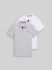 Dwupak Męska Koszulka Polo Tom Tailor Doublepack Polo Light Stone Grey Melange 1044879 15398