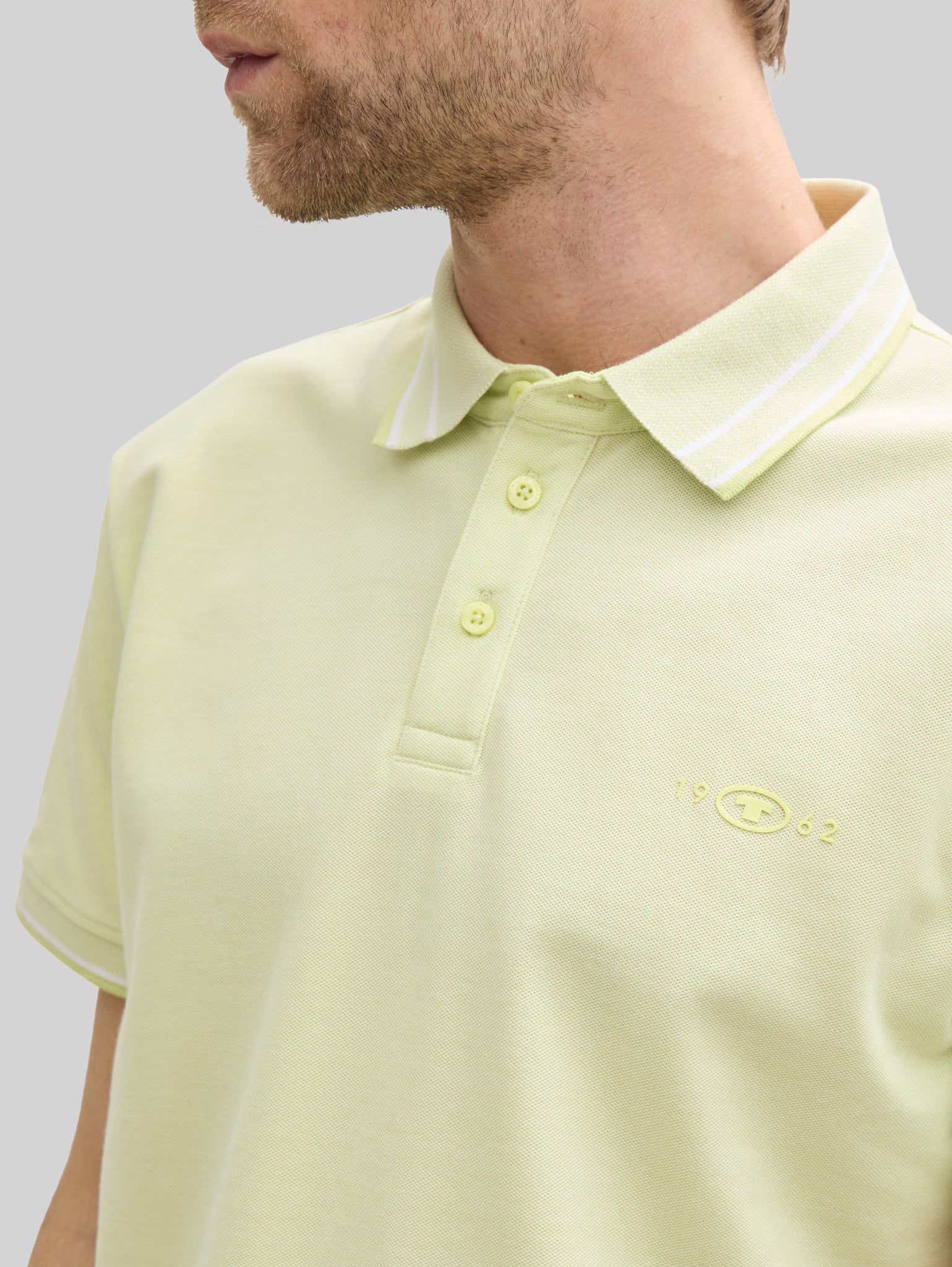 Męska Koszulka Polo Tom Tailor Printed Polo Lime Green Two Tone Pique 1045629 37704