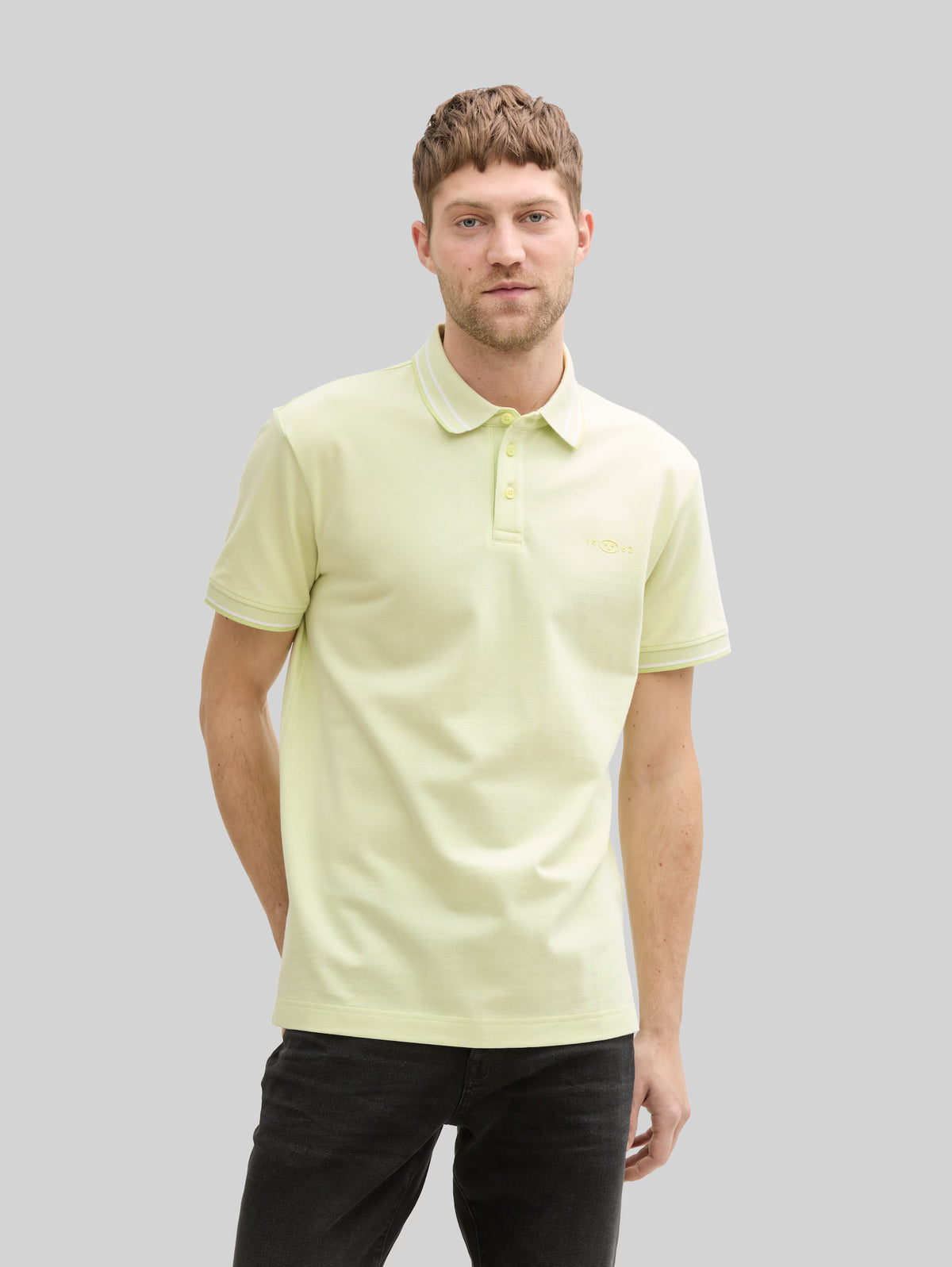 Męska Koszulka Polo Tom Tailor Printed Polo Lime Green Two Tone Pique 1045629 37704