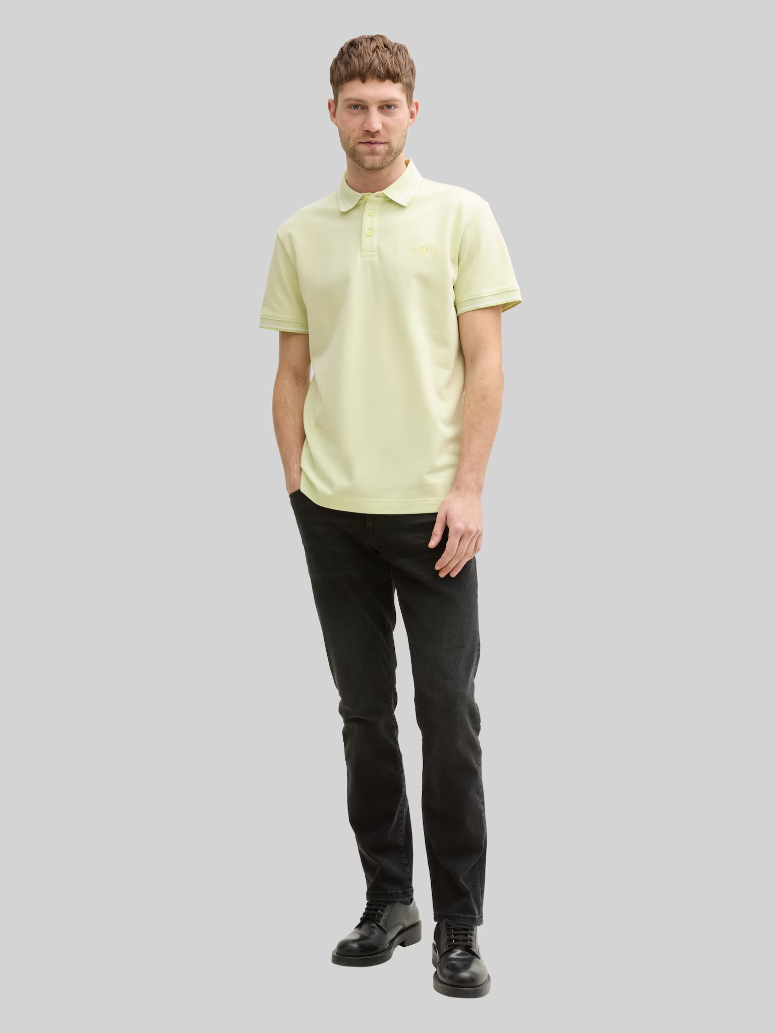Męska Koszulka Polo Tom Tailor Printed Polo Lime Green Two Tone Pique 1045629 37704