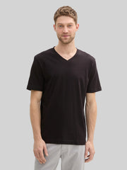 Dwupak Męska Koszulka Tom Tailor Doublepack V-neck Tee Black 1037738 29999