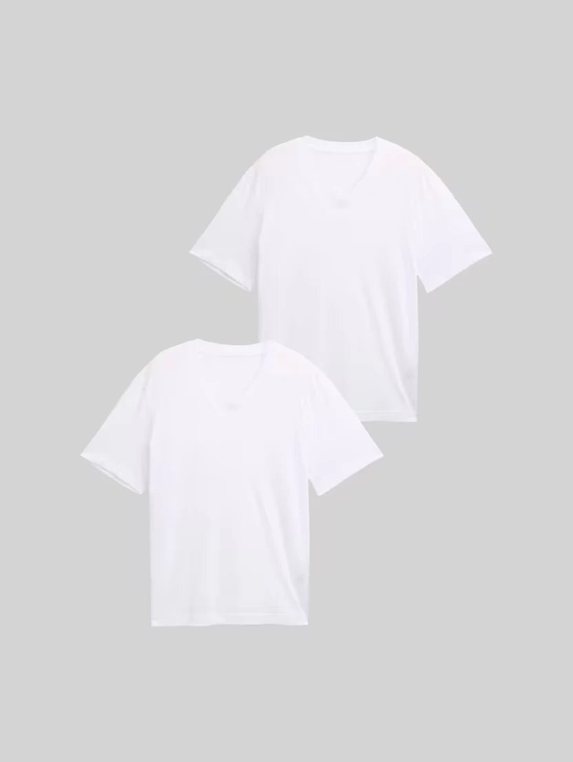 Zestaw Męskich Koszulek Tom Tailor Dwupak V-neck Tee White 1037738 20000