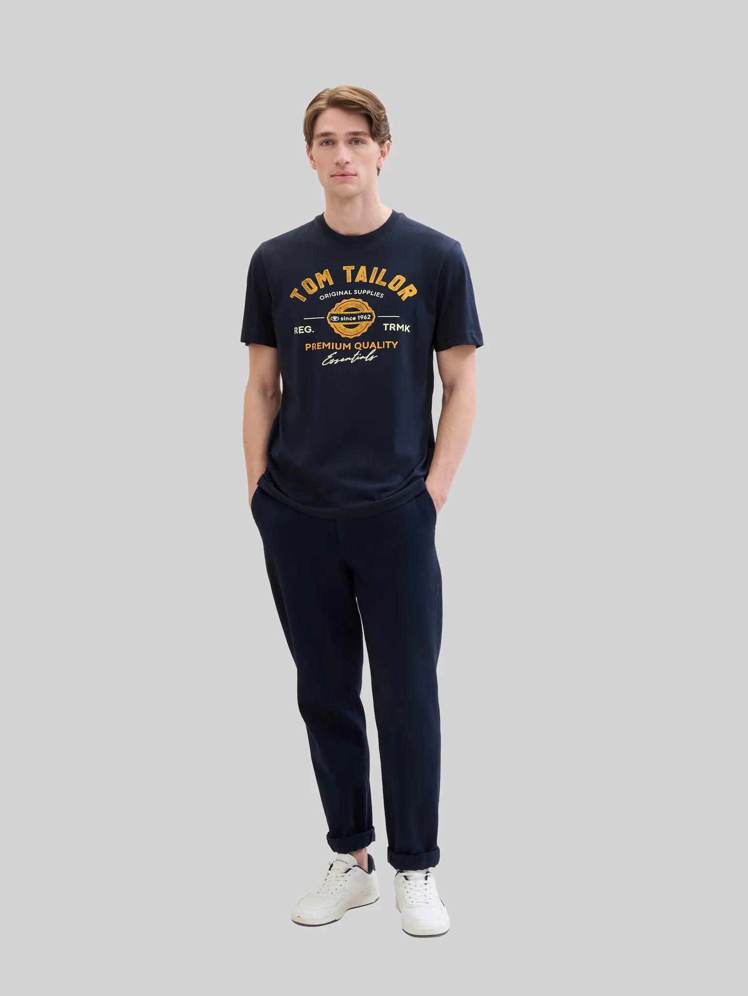 Męska Koszulka Tom Tailor Logo Tee Dark Blue 1037735 10302