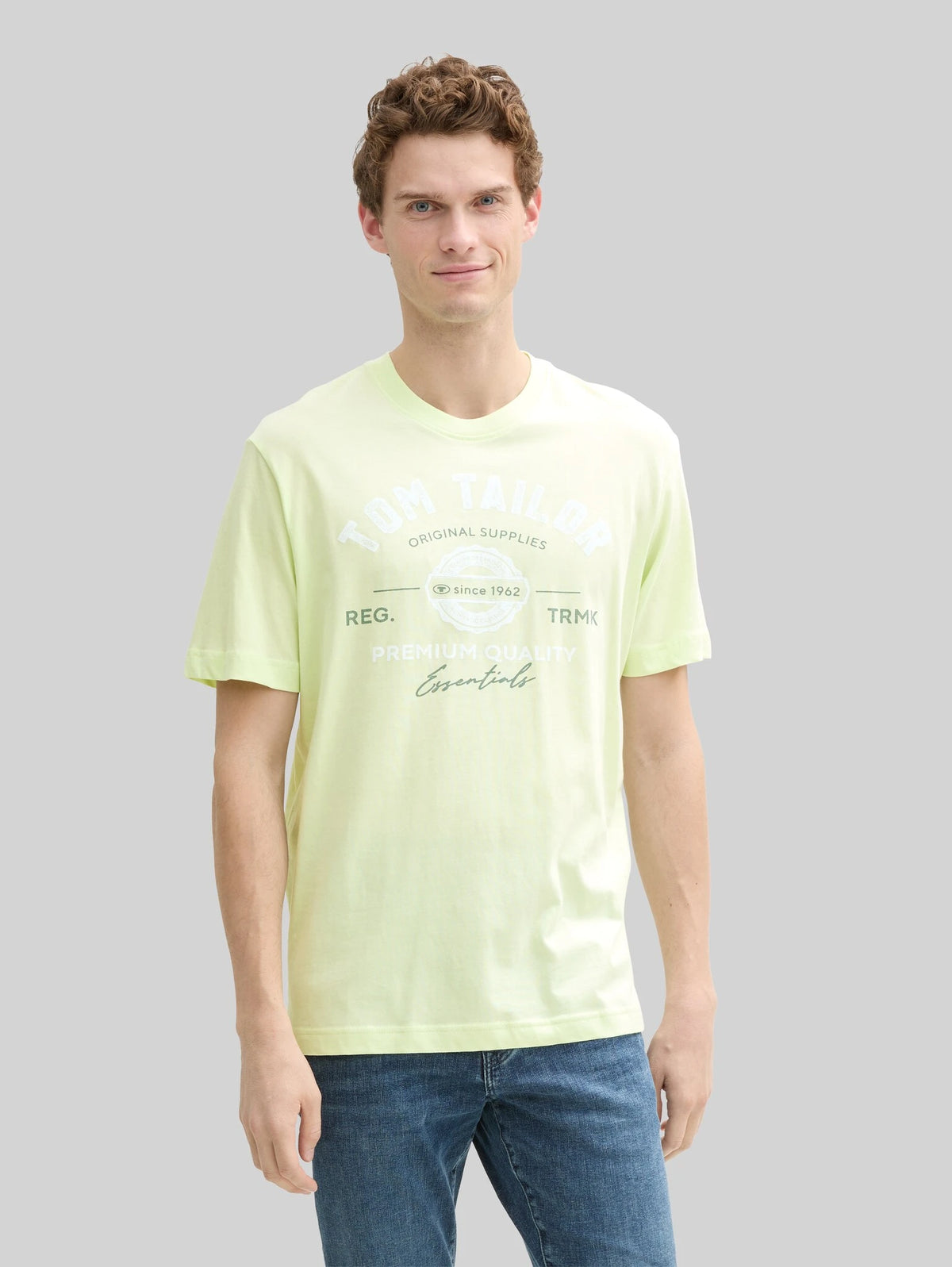 Męska Koszulka Tom Tailor Logo Tee Lime Cream Green 1037735 29078
