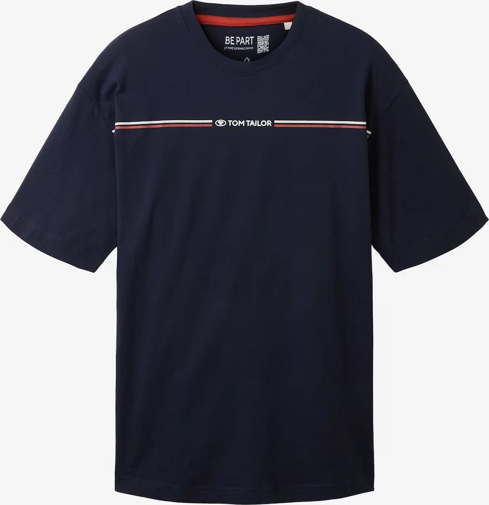 Męska Koszulka Tom Tailor Plus Printed Crewneck T-Shirt Sky Captain Blue 1039969 10668