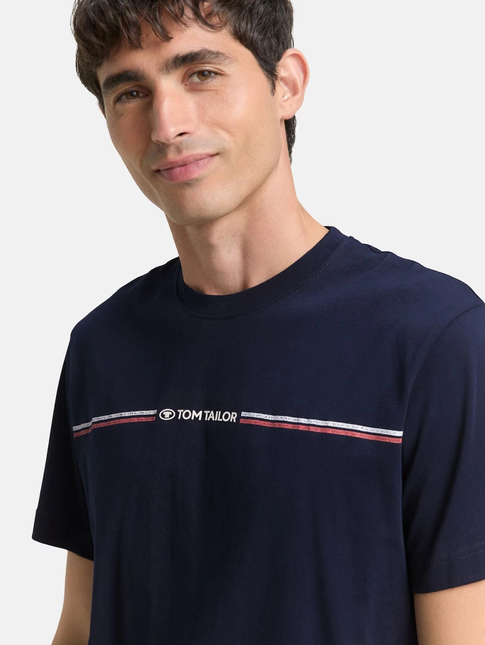 Męska Koszulka Tom Tailor Plus Printed Crewneck T-Shirt Sky Captain Blue 1039969 10668