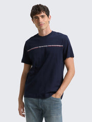 Męska Koszulka Tom Tailor Plus Printed Crewneck T-Shirt Sky Captain Blue 1039969 10668