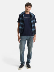 Męska Koszulka Tom Tailor Plus Printed Crewneck T-Shirt Sky Captain Blue 1039969 10668