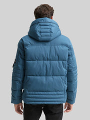 Męska Kurtka Tom Tailor Puffer Jacket With Hood Real Teal Blue 1046971 38224