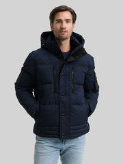 Męska Kurtka Tom Tailor Puffer Jacket With Hood Sky Captain Blue 1046971 10668