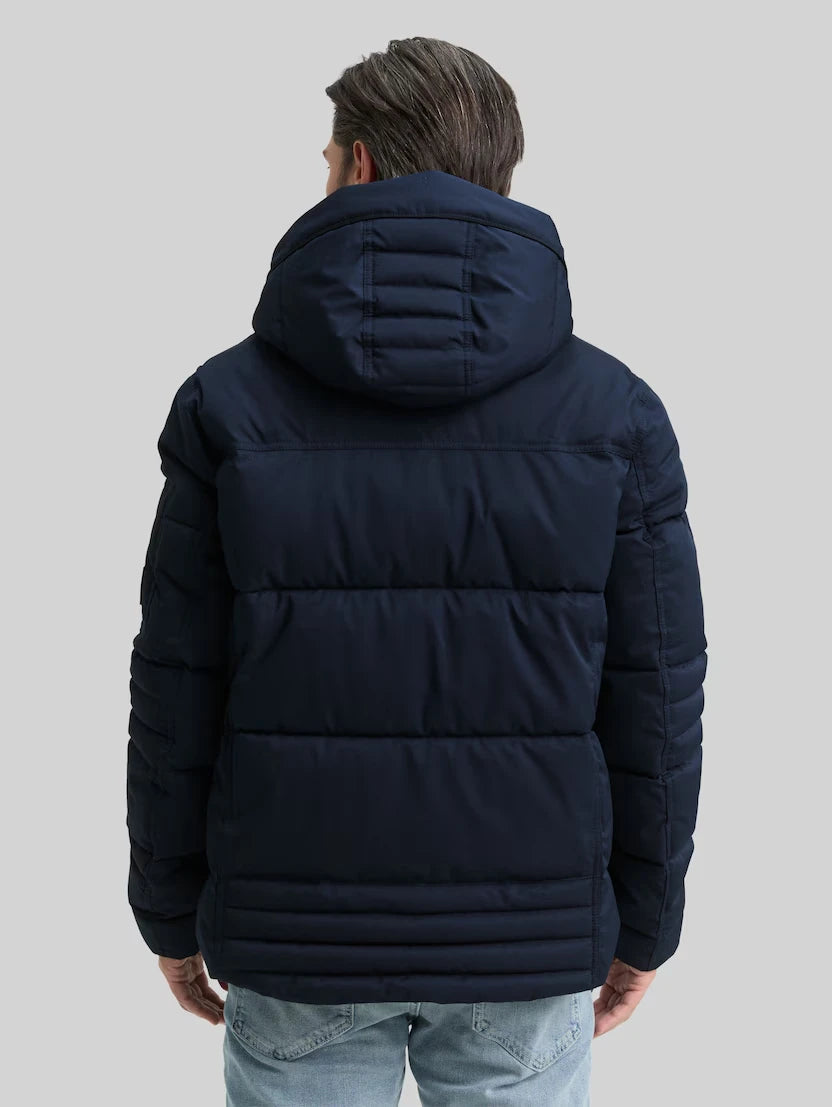 Męska Kurtka Tom Tailor Puffer Jacket With Hood Sky Captain Blue 1046971 10668