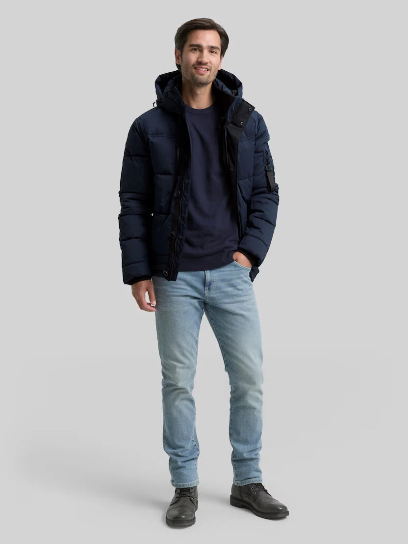 Męska Kurtka Tom Tailor Puffer Jacket With Hood Sky Captain Blue 1046971 10668