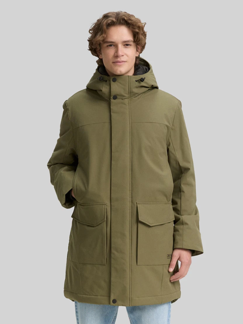 Męska Kurtka Tom Tailor Tech Hooded Parka Jungle Soil Green 1046899 11848
