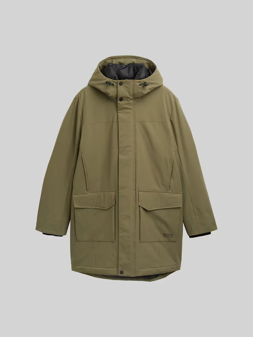 Męska Kurtka Tom Tailor Tech Hooded Parka Jungle Soil Green 1046899 11848