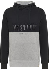 Męska Bluza Nierozpinana Mustang Style Bennet H Logoprint Jet Black 1017004 4188