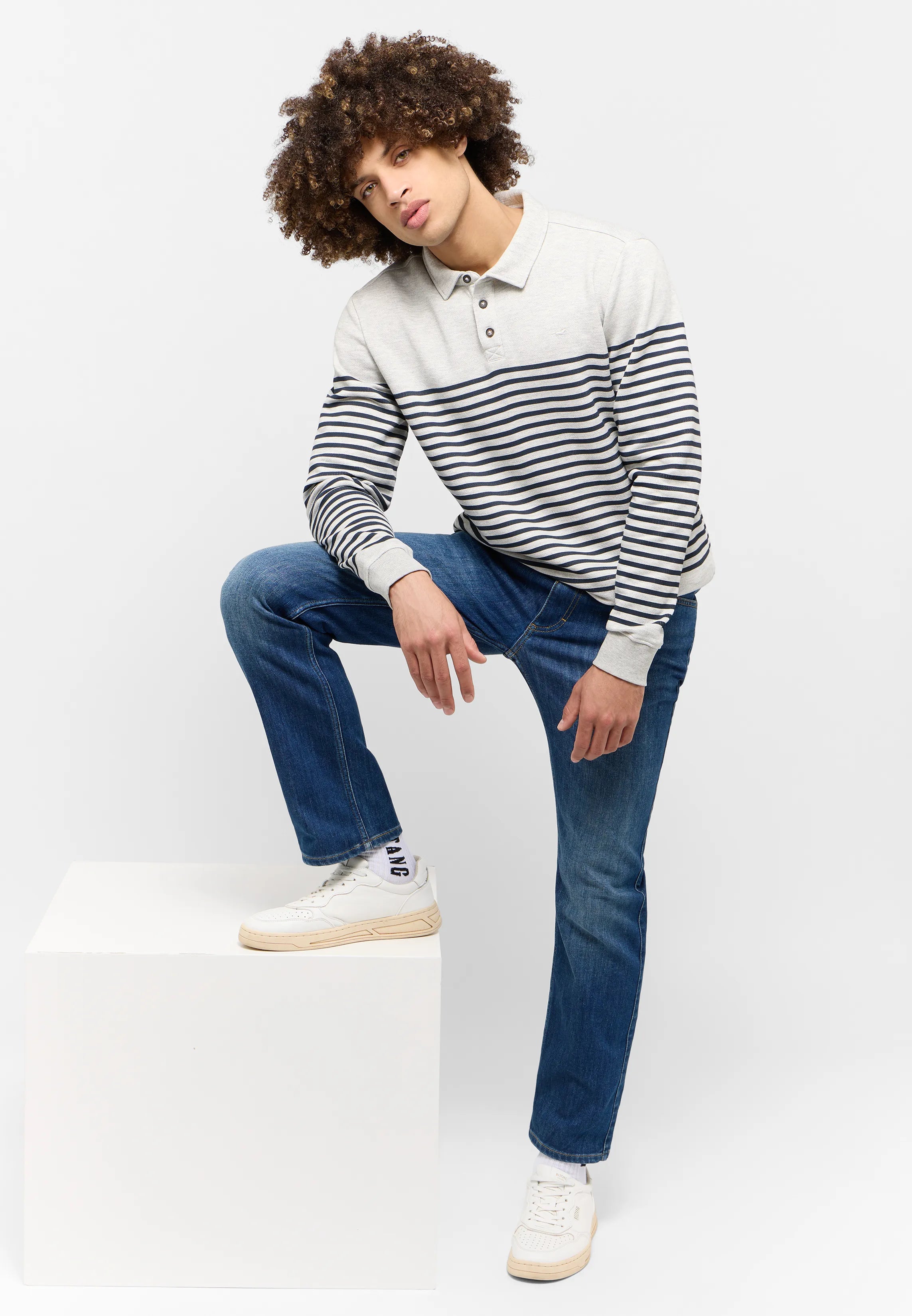 Męski Longsleeve Mustang Style Pinehurst Whisper White Melange 1015684 2078