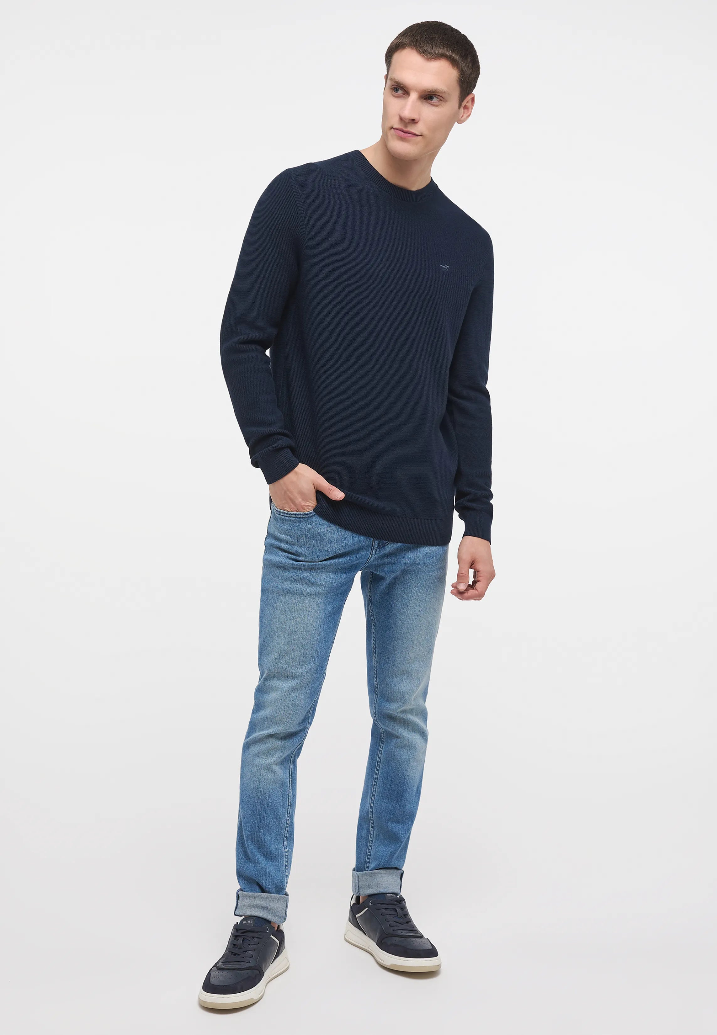 Męski Sweter Mustang Style Emil C Basic Total Eclipse 1014115 5226