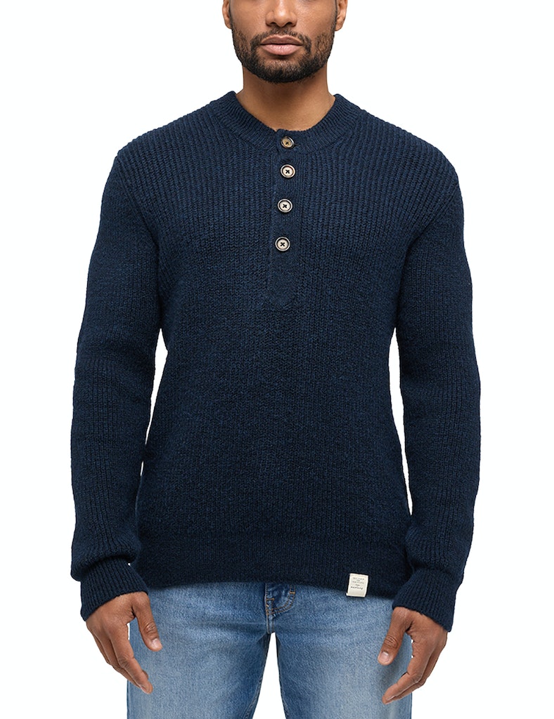 Męski Sweter Mustang Style Emil C Henley Total Eclipse 1014118 5226