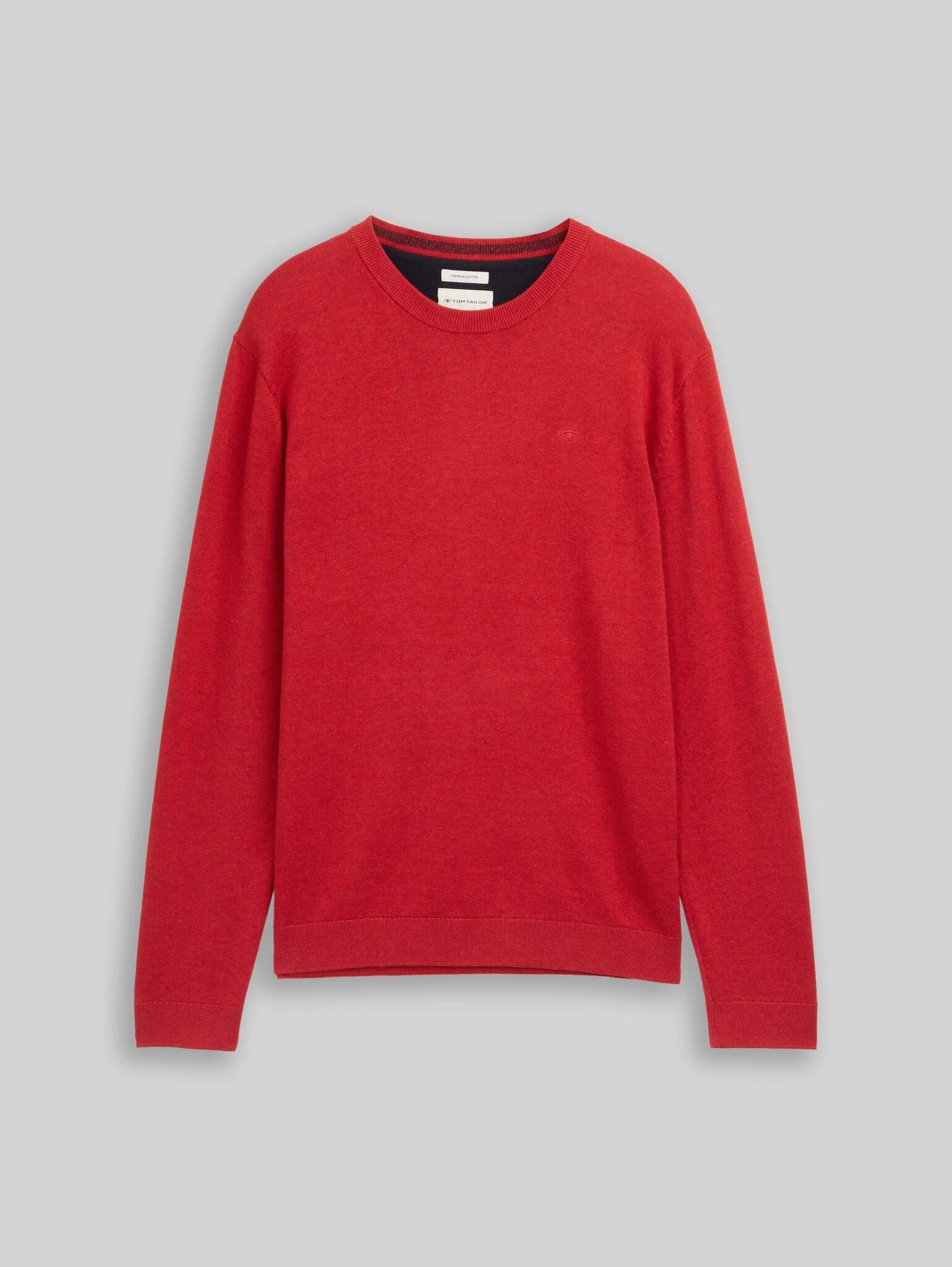 Męski Sweter Tom Tailor Basic Crewneck Knit Salsa Red Non-Solid 1039805 13686