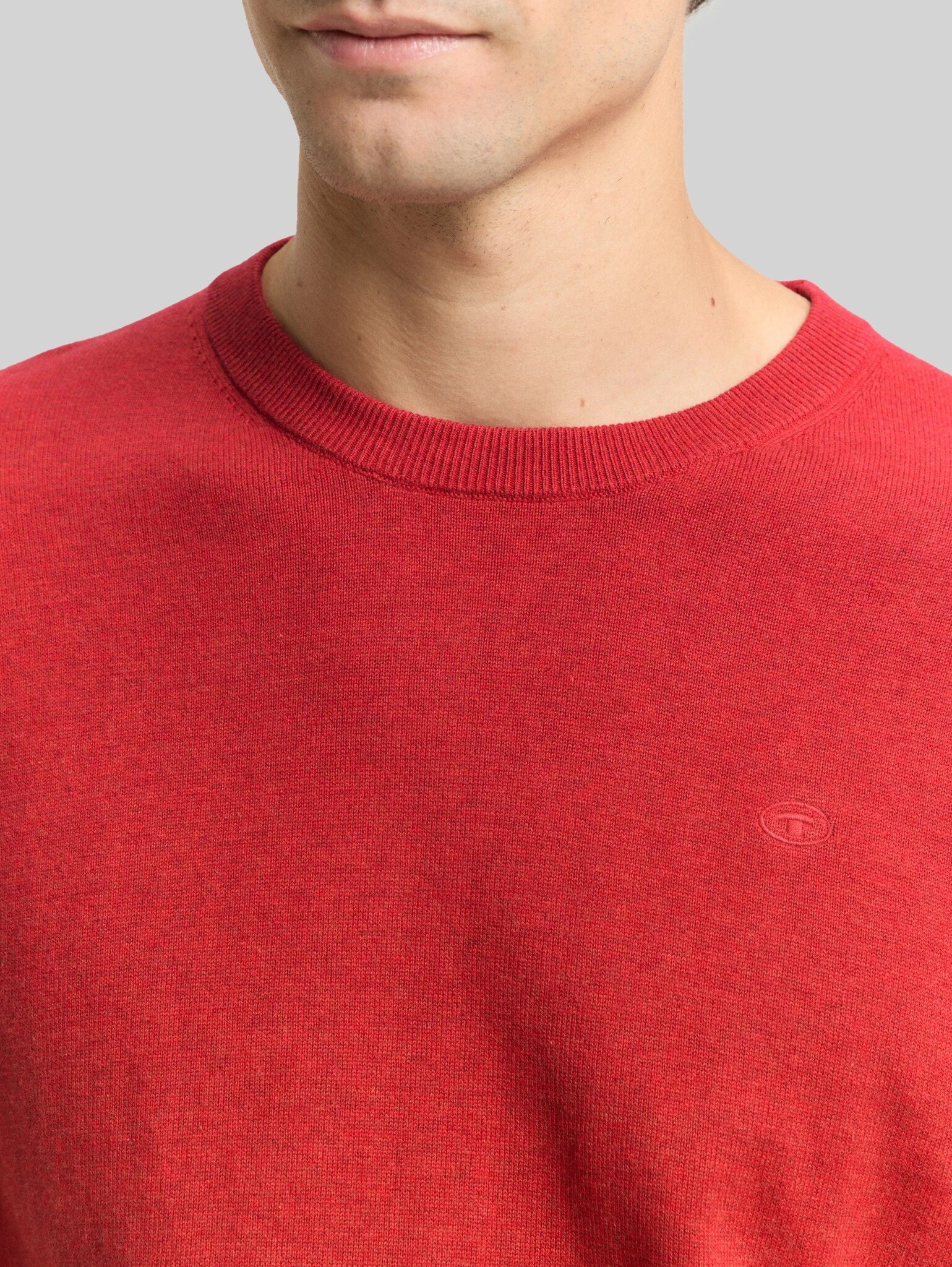 Męski Sweter Tom Tailor Basic Crewneck Knit Salsa Red Non-Solid 1039805 13686