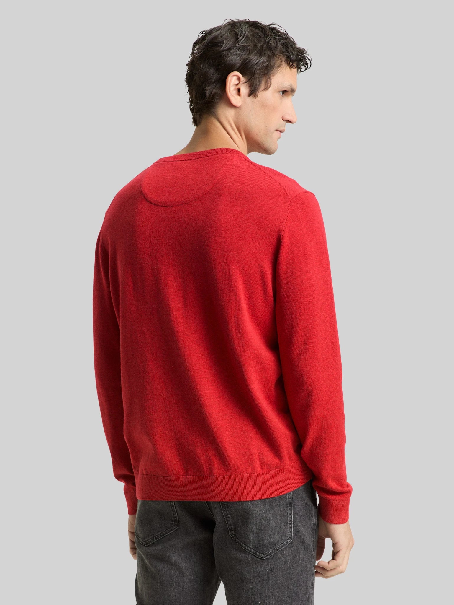 Męski Sweter Tom Tailor Basic Crewneck Knit Salsa Red Non-Solid 1039805 13686