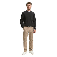 Męski Sweter Tom Tailor Structured Crewneck Knit Black Grey Melange 1047570 10617
