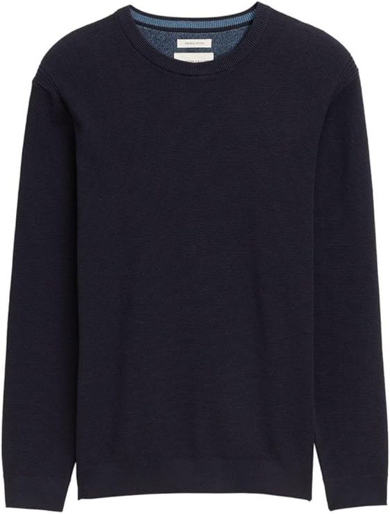 Męski Sweter Tom Tailor Structured Crewneck Knit Knitted Navy Melange 1047570 13160